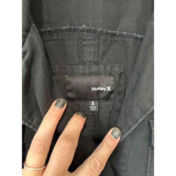 Hurley Black Button Up Slater Casual Shirt Shaket Size Small Cotton - Picture 3 of 13